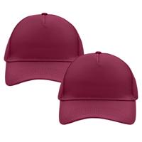 Baseball pet/cap - 2x - bordeaux rood - volwassenen - Voordelige caps - katoen