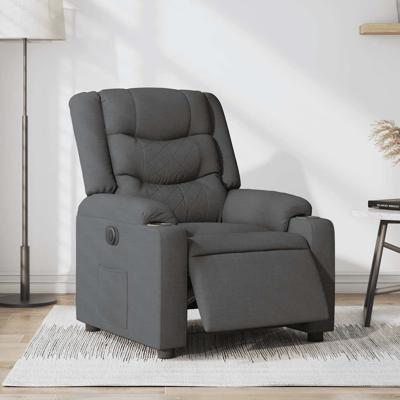 Fauteuil elektrisch verstelbaar stof donkergrijs