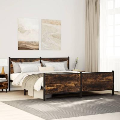 Bedframe zonder matras metaal gerookt eikenkleurig 180x200 cm