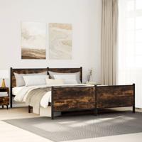 Bedframe zonder matras metaal gerookt eikenkleurig 180x200 cm