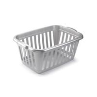 Wasmand - grijs - kunststof - 40 liter - 60 x 40 x 26 cm - manden voor wasgoed - huishouden