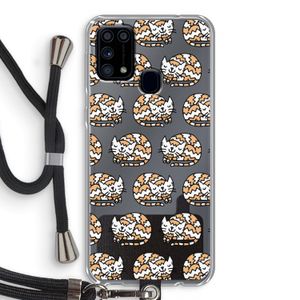 Slapende poes: Samsung Galaxy M31 Transparant Hoesje met koord