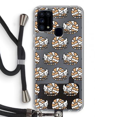 Slapende poes: Samsung Galaxy M31 Transparant Hoesje met koord