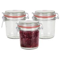 Weckpot/inmaakpot - 3x - glas - 400 ml - met beugelsluiting - transparant