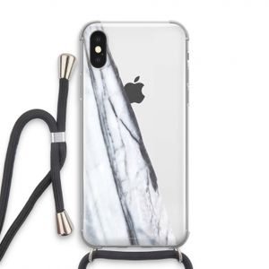 Gestreepte marmer: iPhone XS Transparant Hoesje met koord