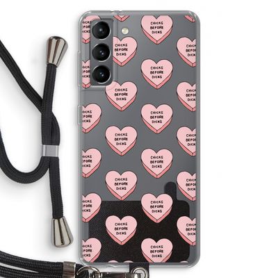 Chicks before dicks: Samsung Galaxy S21 Transparant Hoesje met koord
