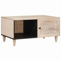 Salontafel met plank Beige 80 x 50 x 40 cm massief mangohout