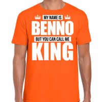 Naam cadeau t-shirt my name is Benno - but you can call me King oranje voor heren