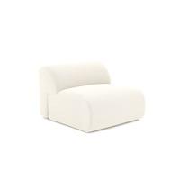 Armloze fauteuil in crème bouclette stof