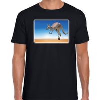 Dieren t-shirt met kangoeroes foto zwart voor heren - thumbnail