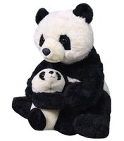 Pluche zwarte panda met baby/pandaberen knuffels 38 cm speelgoed   -
