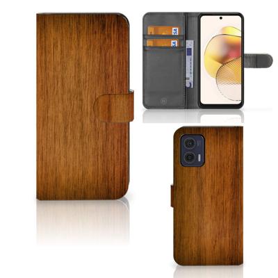 Motorola Moto G73 | Book Style Case | Donker Hout | Portemonnee hoesje