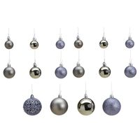 100x stuks kunststof kerstballen grijs 3, 4 en 6 cm - Kerstbal - thumbnail