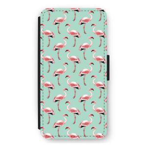Flamingoprint groen: iPhone 11 Flip Hoesje