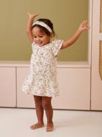 Babyset met jurk slip en haarband ecru