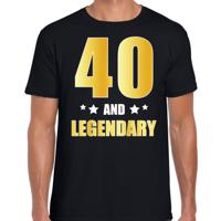 40 and legendary verjaardag cadeau t-shirt - zwart - gouden letters - heren - 40 jaar geworden