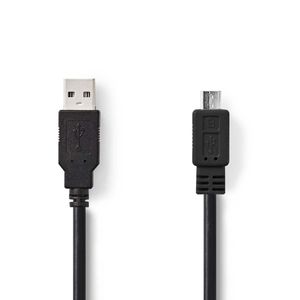 Nedis USB-Kabel | USB 2.0 | USB-A Male | USB Micro-B Male | 480 Mbps | Vernikkeld | 1.00 m | Rond | PVC | Zwart | Doos - CCGB60500BK10