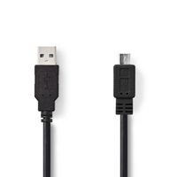 Nedis USB-Kabel | USB 2.0 | USB-A Male | USB Micro-B Male | 480 Mbps | Vernikkeld | 1.00 m | Rond | PVC | Zwart | Doos - CCGB60500BK10 - thumbnail