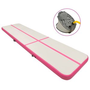 VidaXL Gymnastiekmat met pomp opblaasbaar 800x100x20 cm pvc roze
