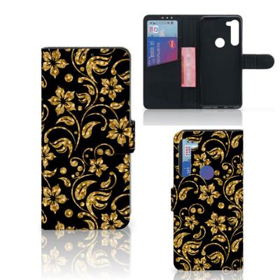Motorola G8 Power Hoesje Gouden Bloemen Motorola G8 Power Hoesje Gouden Bloemen
