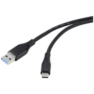 Renkforce USB-kabel USB 3.2 Gen1 (USB 3.0 / USB 3.1 Gen1) USB-A stekker, USB-C stekker 2.00 m Zwart PVC-mantel, Zeer flexibel RF-4995176