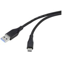 Renkforce USB-kabel USB 3.2 Gen1 (USB 3.0 / USB 3.1 Gen1) USB-A stekker, USB-C stekker 1.00 m Zwart PVC-mantel, Zeer flexibel RF-4995172