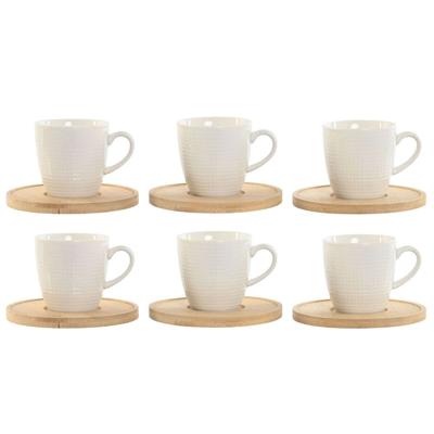 Set van koffiekopjes Home ESPRIT Wit Bamboe Porselein 90 ml