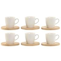 Set van koffiekopjes Home ESPRIT Wit Bamboe Porselein 90 ml