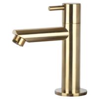 Differnz Ravo fonteinset beton lichtgrijs - kraan recht - 38.5 x 18.5 x 9 cm - mat goud