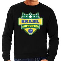 Brazilie / Brasil schild supporter sweater zwart voor heren - thumbnail