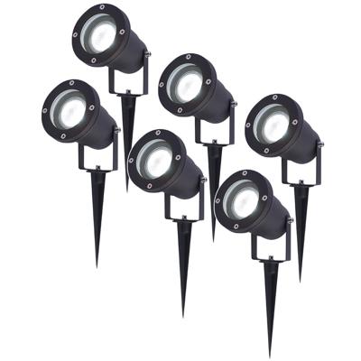 Set van 6 LED prikspots - 5 Watt 400 lumen - Dimbaar - Kantelbaar - 6000K daglicht wit - GU10 - IP65 waterdicht - Zwart - Tuinspots