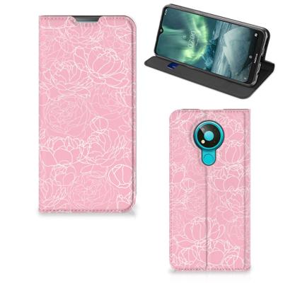 Nokia 3.4 Smart Cover White Flowers