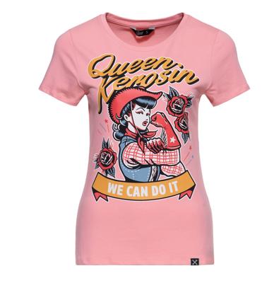 Queen Kerosin We Can Do It Cowgirl T-shirt Pink-S