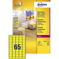Etiket avery l7651y-100 38.1x21.2mm geel 6500st