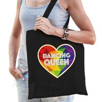 Gay Pride tas - dancing queen - katoen - 42 x 38 cm - zwart - LHBTI - thumbnail