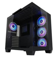 LC Power 809-B-ON Dark Storm_X Midi-tower Gaming-behuizing Zwart Zijvenster, 4 voorgeïnstalleerde LED-ventilators - thumbnail