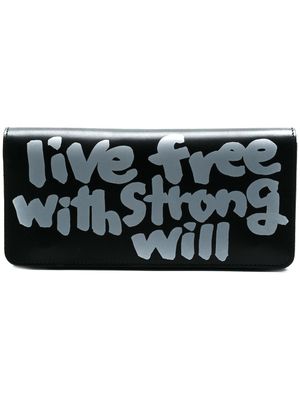 Comme Des Garçons Wallet portefeuille à slogan imprimé - Noir