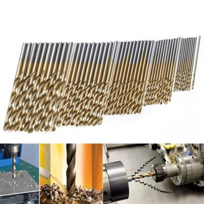 50 STKS/set Titanium gecoate boor boren hoge snelheid staal boor bit set Power Boorgereedschappen