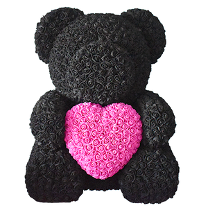 Rozenbeer xxl zwart met roze hart