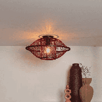 GOOD&MOJO Plafondlamp 'Maui' Bamboe, 50cm, kleur Burgundy