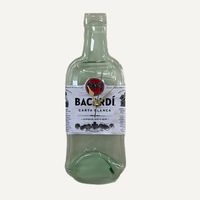 Wandklok - Bacardi superior rum fles - transparant - 10,5 x 29,5 cm   - - thumbnail