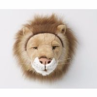 Pluche leeuw dierenhoofd knuffel 28 cm muurdecoratie - thumbnail