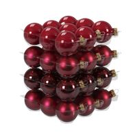 72x stuks glazen kerstballen rood/donkerrood 4 cm mat/glans - Kerstbal - thumbnail