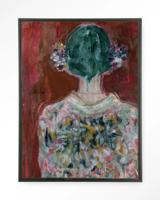 Urban Cotton Wandkleed 'Red Velvet' 110 x 145cm in Floating Frame - black