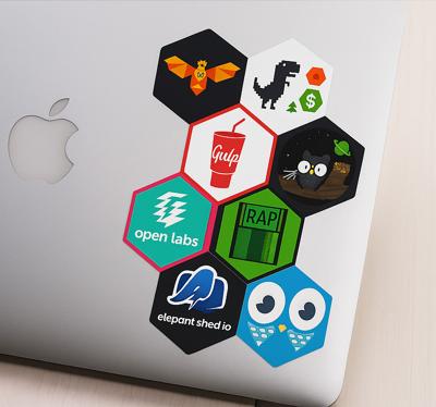 Aangepaste hexagon stickerbom laptop sticker