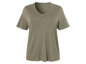esmara Linnen dames T-shirt - Plus size (Olijfgroen, XXL (52/54))