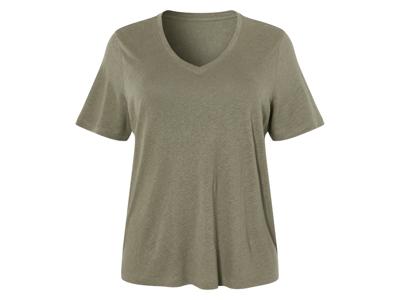 esmara Linnen dames T-shirt - Plus size (Olijfgroen, 3XL (56/58))