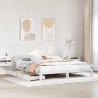 Bedframe zonder matras massief grenenhout wit 200x200 cm