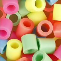 NABBI Strijkkralen, afm 10x10 mm, gatgrootte 5,5 mm, jumbo, pastelkleuren, 1000 div/ 1 doos
