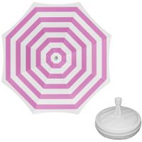 Parasol - fuchsia/wit - D160 cm - incl. draagtas - parasolvoet - 42 cm - thumbnail